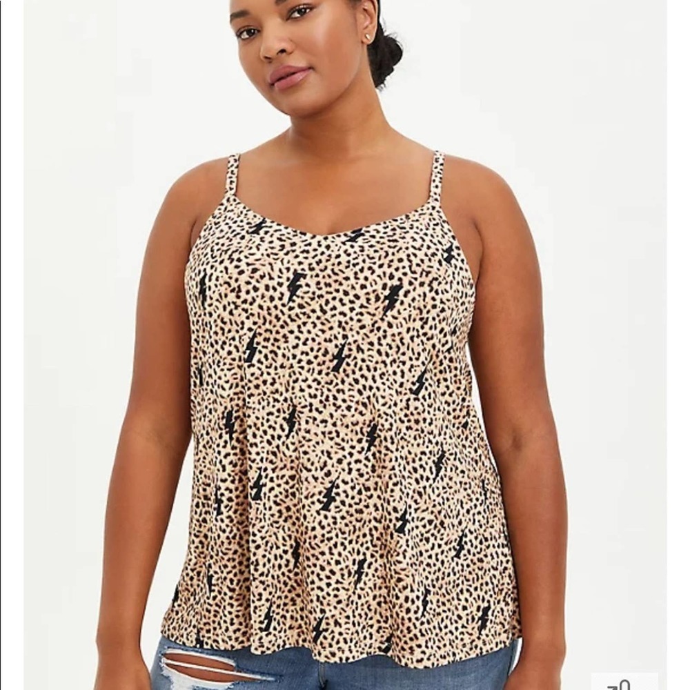 TORRID WOMEN’S SWING CAMI TOP LIGHTENING BOLTS LEOPARD PRINT SIZE 3X NWT